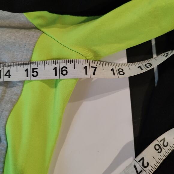 VS PINK Ultimate High Neck Pullover Gray Neon Green Color Block Sweater Size XS - Picture 5 of 9